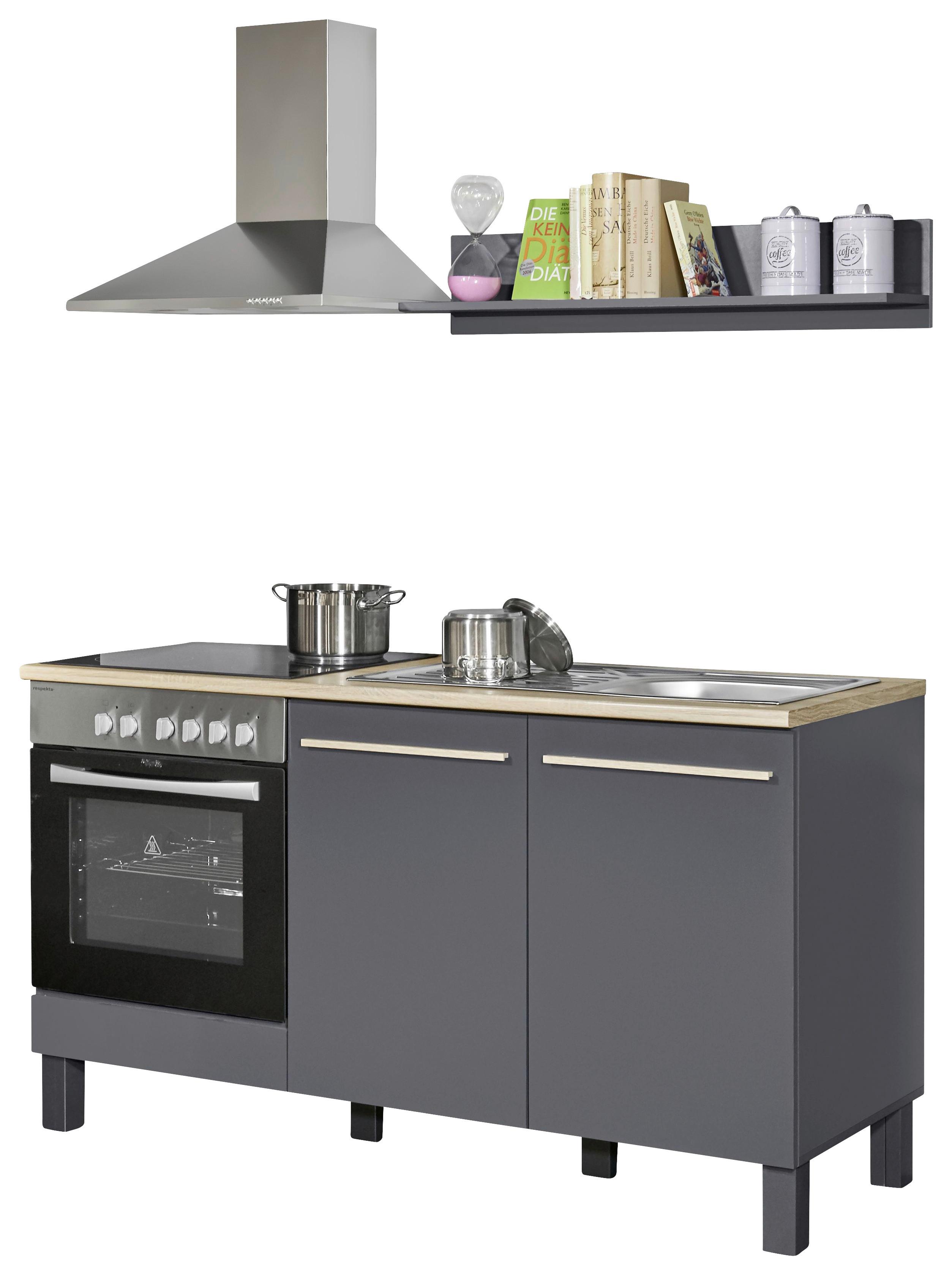 Kuchynský blok BILBERRY bez spotrebičov, šírka 160 cm - antracitová/dub sonoma, Design, kompozitné drevo (160cm) - Carryhome