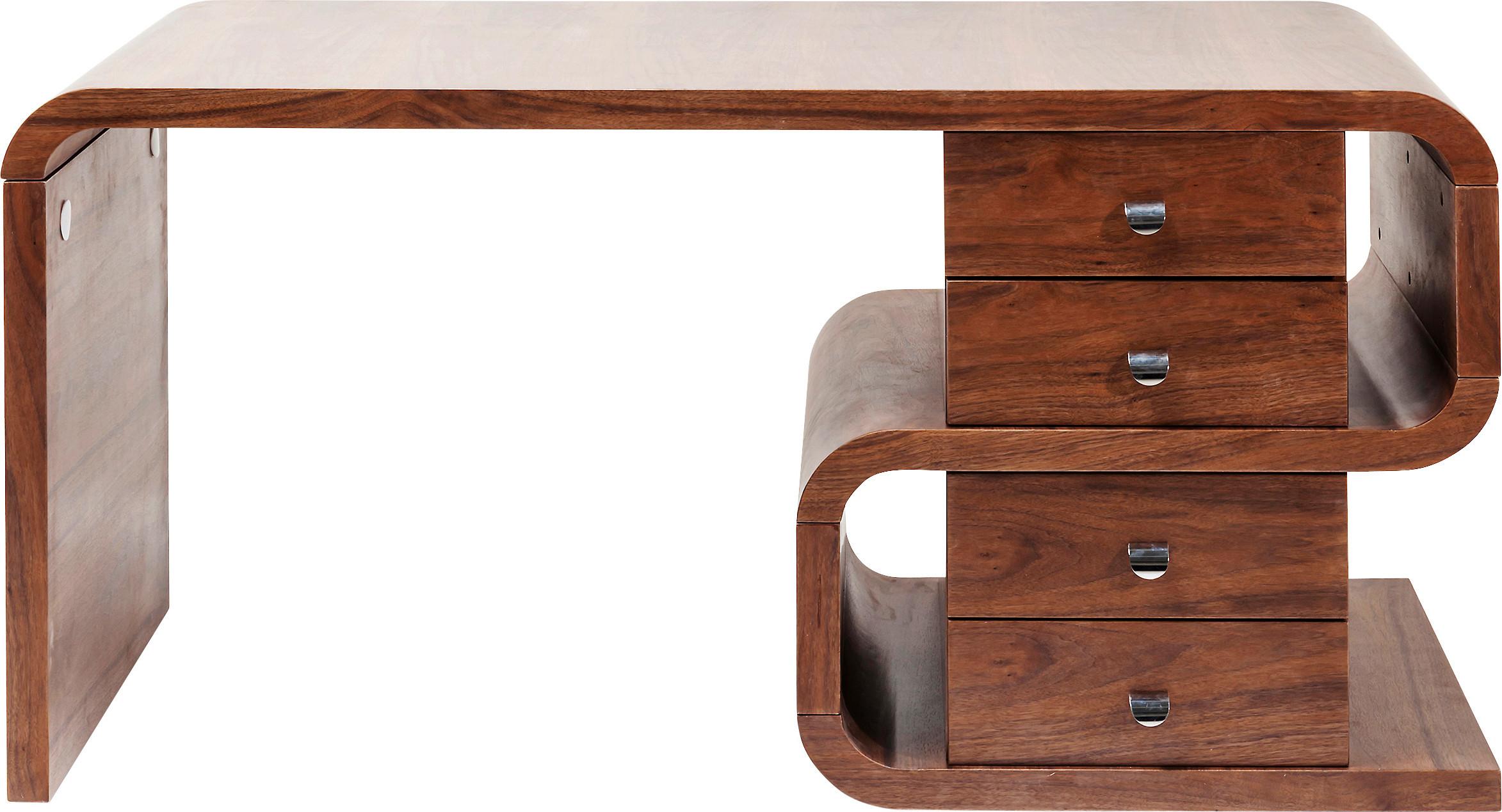 SCHREIBTISCH SOFT SNAKE - Braun, Trend, Holz/Metall (70/150/76cm) - Kare-Design