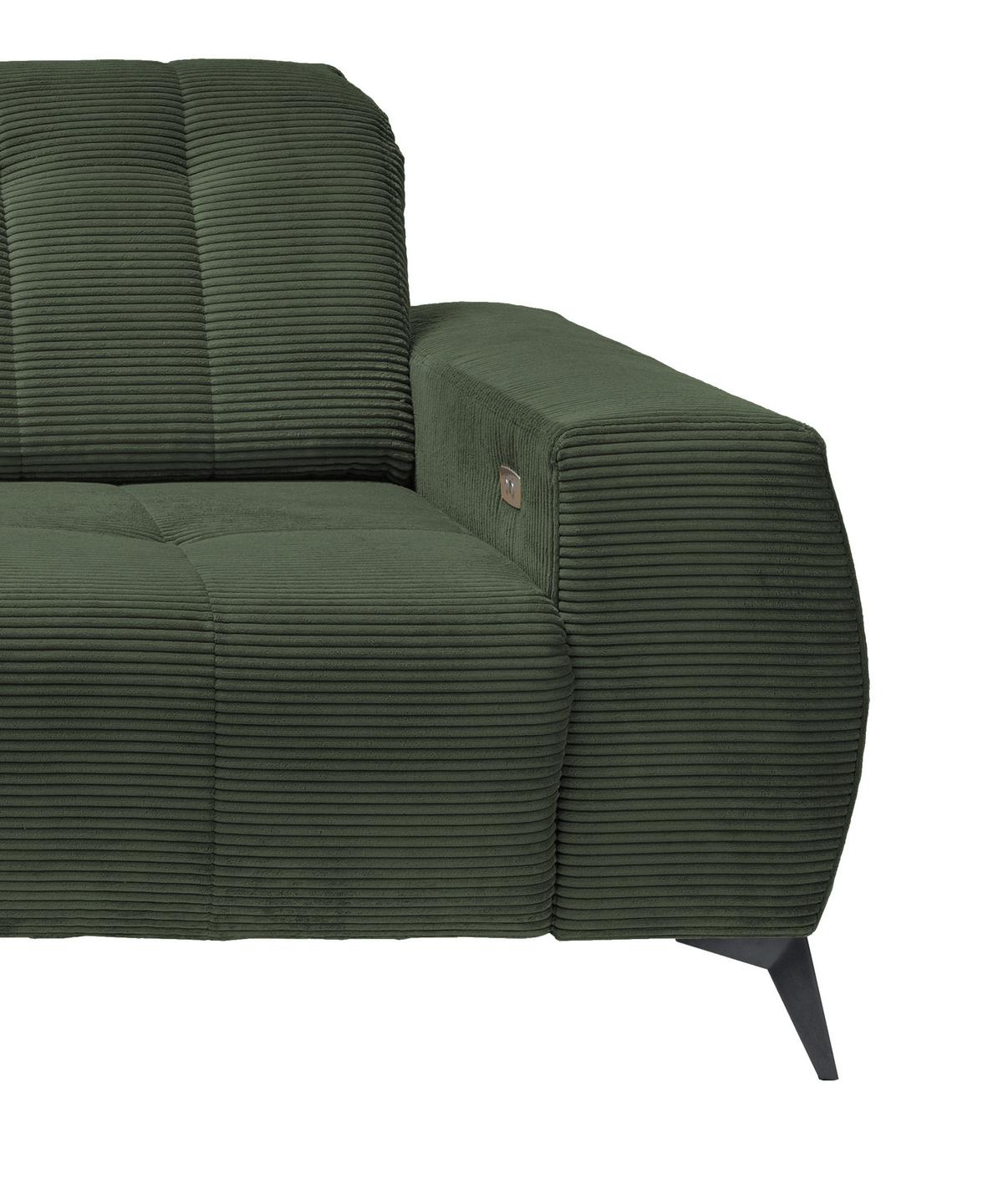 Ecksofa mit USB Anschluss Sano, Dunkelgrün,s: 180x258 cm - Dunkelgrün/Schwarz, MODERN, Textil (180/258cm) - Livetastic