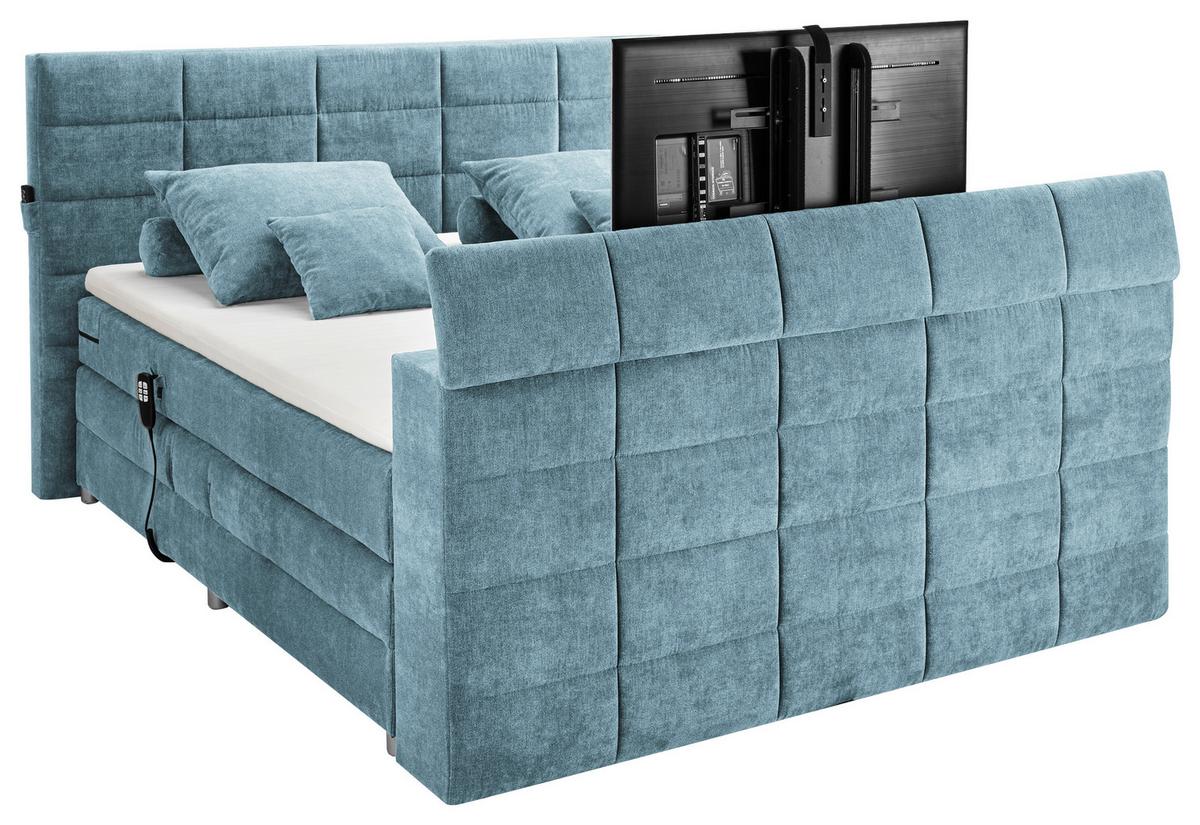 Boxspringbett mit Topper 180x200 cm Denver - Blau, KONVENTIONELL, Textil (180/200cm) - Carryhome