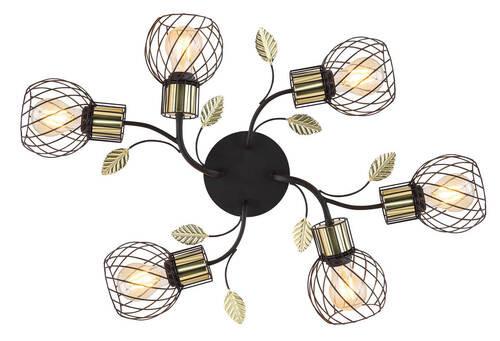 Deckenleuchte Lally L: 71 cm - Messingfarben/Schwarz, Basics, Metall (71/54/16,5cm) - Globo