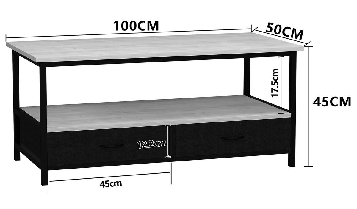 Couchtisch Flonila Schwarz, Weiß L: 100cm - Schwarz/Weiß, Design, Holzwerkstoff/Kunststoff (100/50/45cm) - MID.YOU