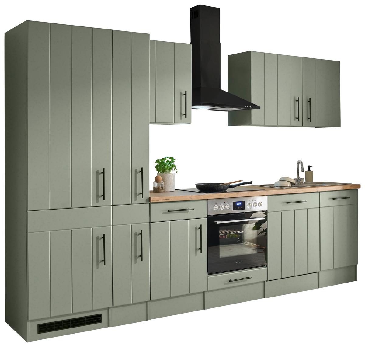 Küchenblock Anton Wildeiche/Schilfgrün B: 310cm - Schilfgrün/Wildeiche, Trend, Holzwerkstoff (310cm) - Respekta