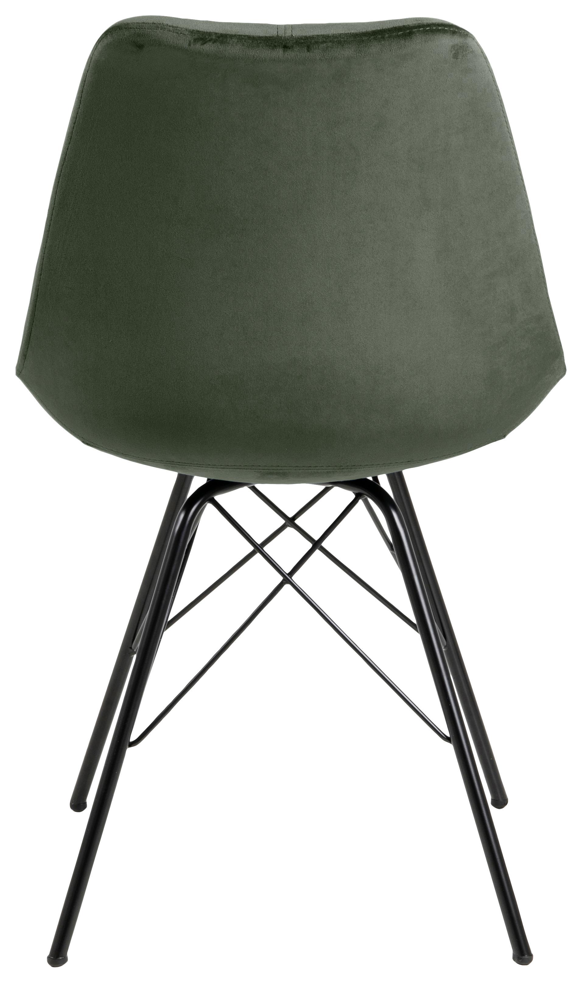 Jedálenská stolička ERIS zamat - čierna/lesná zelená, Trend, kov/textil (48,5/85,5/54cm) - Carryhome