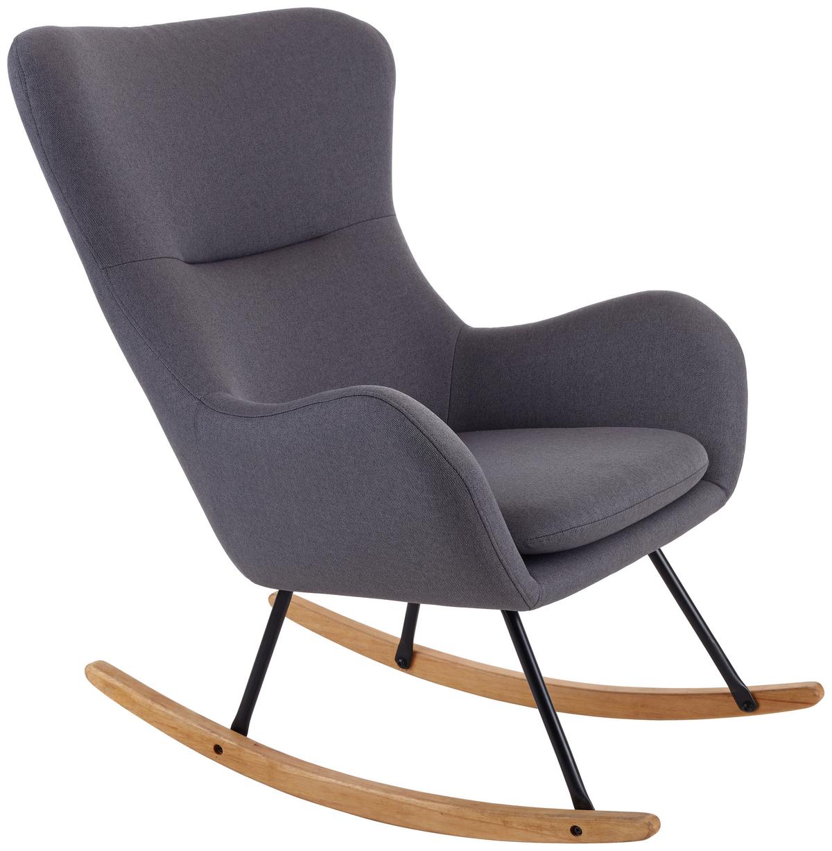 Hintafotel Rocking Scandi - natúr színű/fekete, Modern, textil/fa (75/102/80cm) - MID.YOU