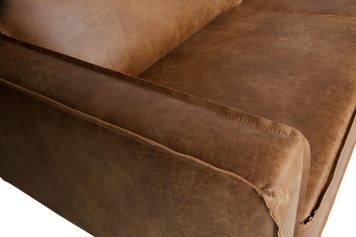 Ecksofa Rodeo Cognac S: 266x213cm - Cognac/Schwarz, Design, Leder/Textil (266/213cm) - Livetastic