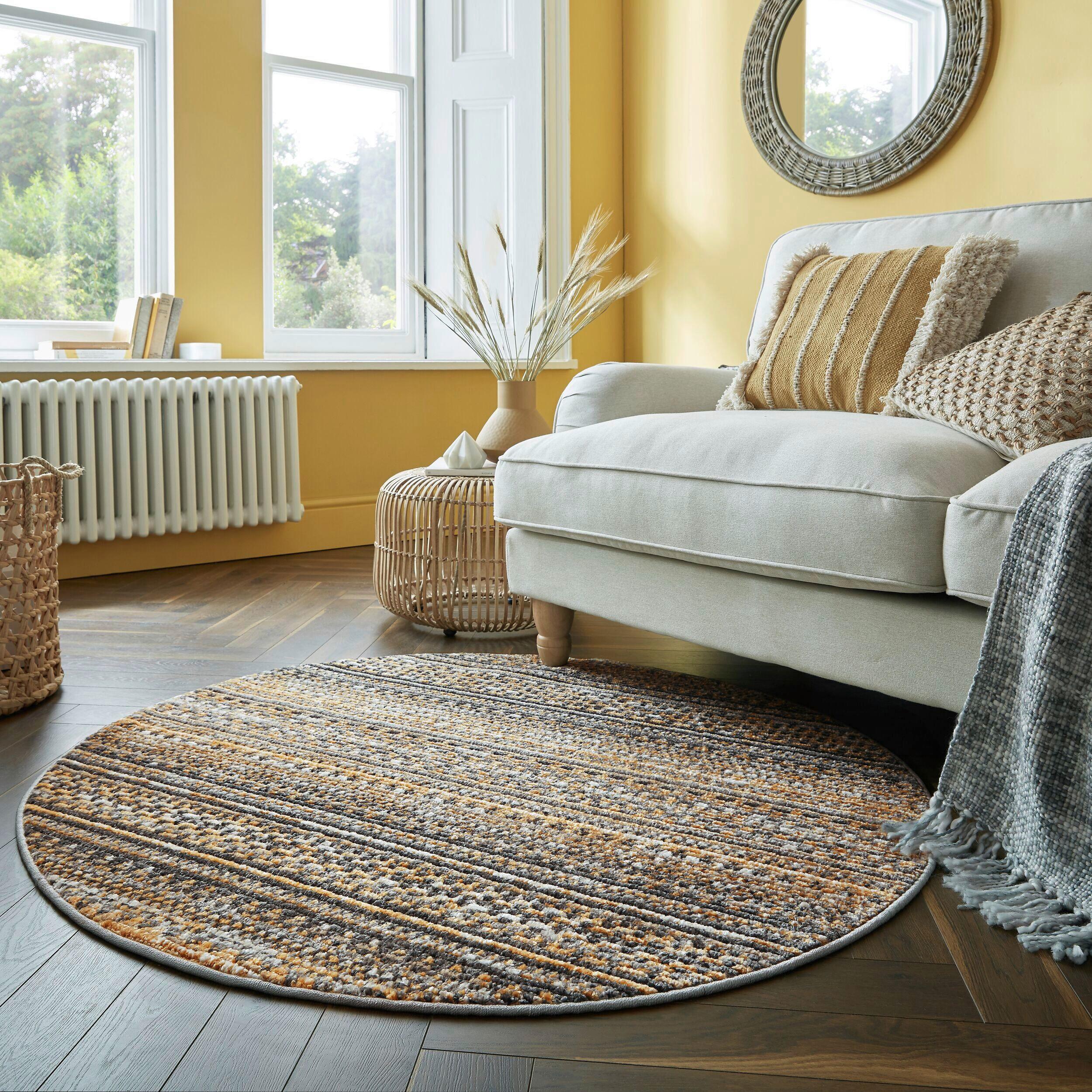 Flachwebteppich Camino Yellow 140x140 - Gelb, Basics, Textil (140cm)