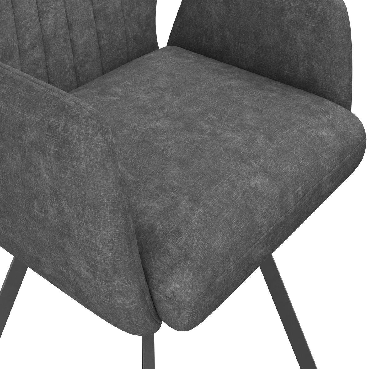 Armlehnstuhl Johanna 2 Grau/Schwarz, gepolstert, Samt - Schwarz/Grau, MODERN, Textil/Metall (57/90/60cm)