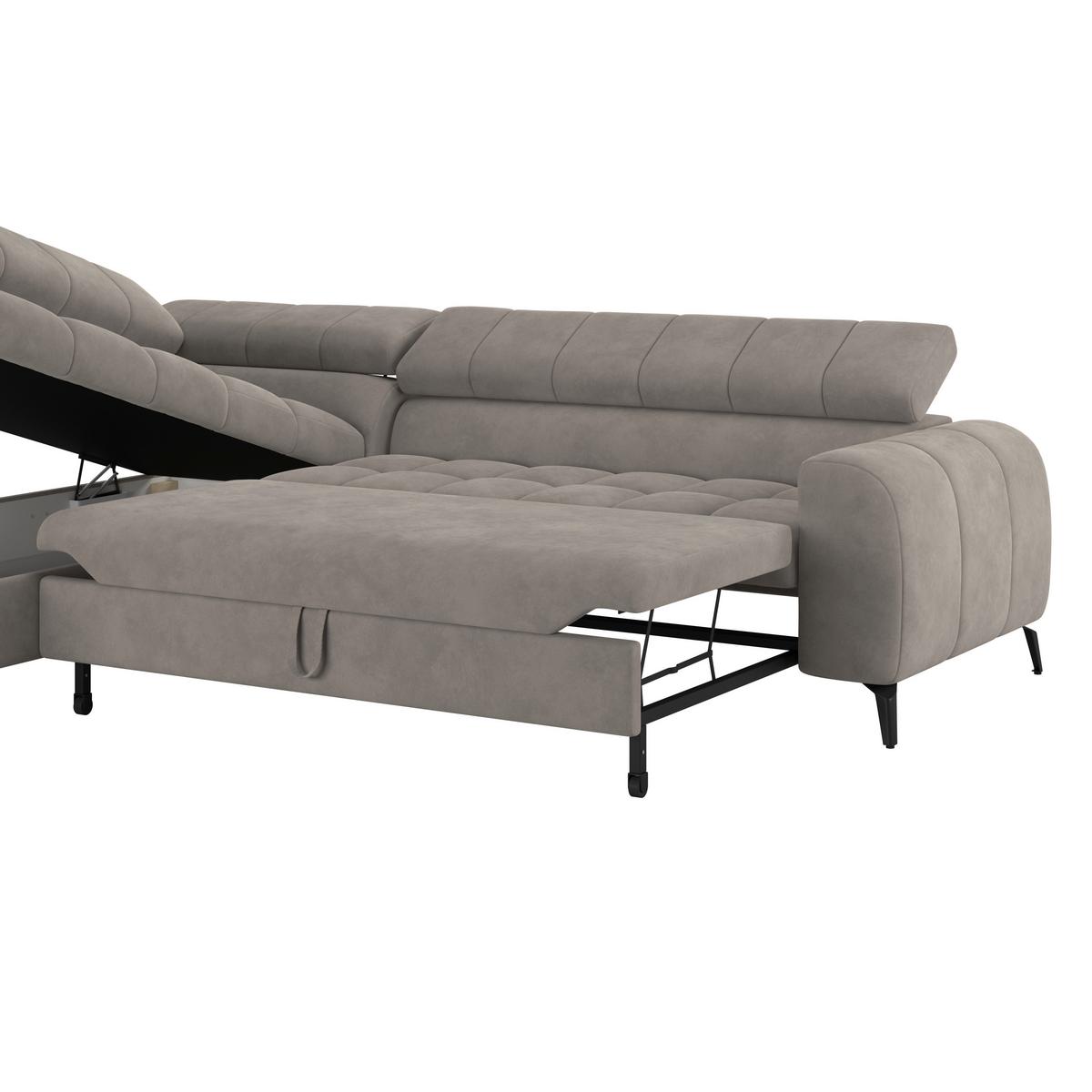 Ecksofa Volf Links New Grau, S: 203x261 Cm - Schwarz/Grau, Trend, Kunststoff/Textil (203/261cm)