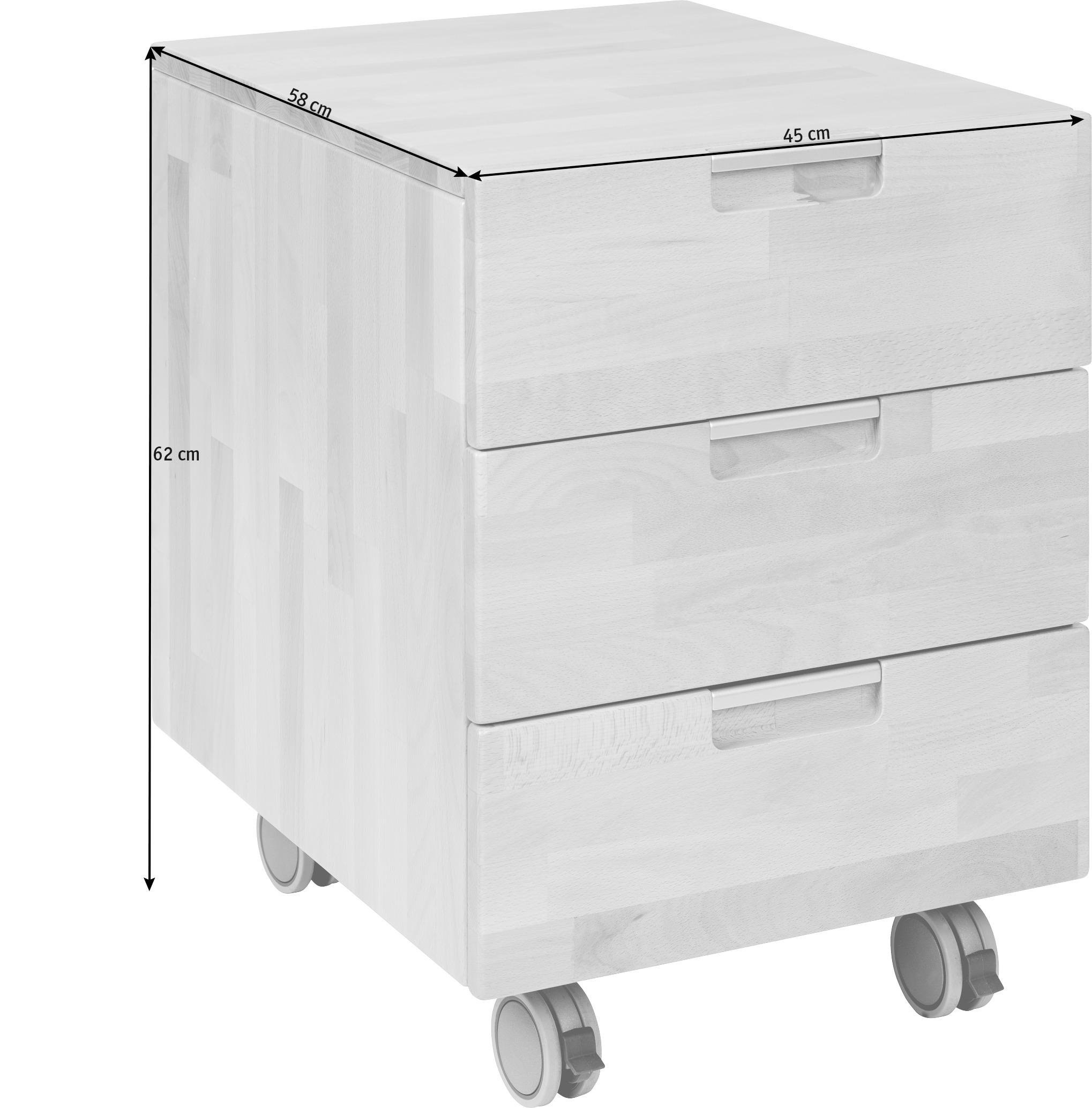 Rollcontainer Kevin II - Kernbuche, Design, Holz/Kunststoff (45/62/58cm) - Linea Natura
