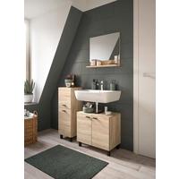 Badezimmer Boston Sonoma Eiche Dekor - Schwarz/Sonoma Eiche, MODERN, Glas/Holzwerkstoff (87cm) - MID.YOU