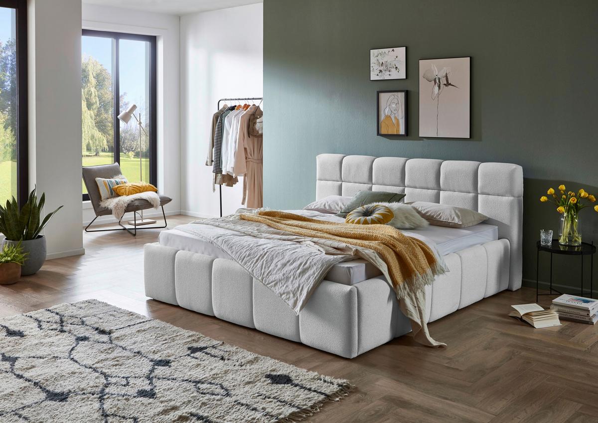 Čalúnená posteľ ASCONA 160x200, svetlosivá - čierna/svetlosivá, Konventionell, textil/plast (160/200cm)