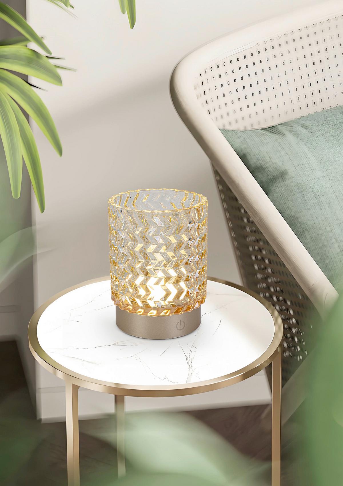 STOLNÍ LAMPA NA BATERIE AMBU - jantarové barvy/cappuccino, Moderní, kov/plast (11/14,5cm) - Mömax