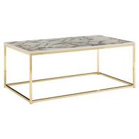 Konferenční stolek vzhled mramoru š: 100cm - bílá/barvy zlata, Moderní, kov/kompozitní dřevo (100/60/40cm) - MID.YOU