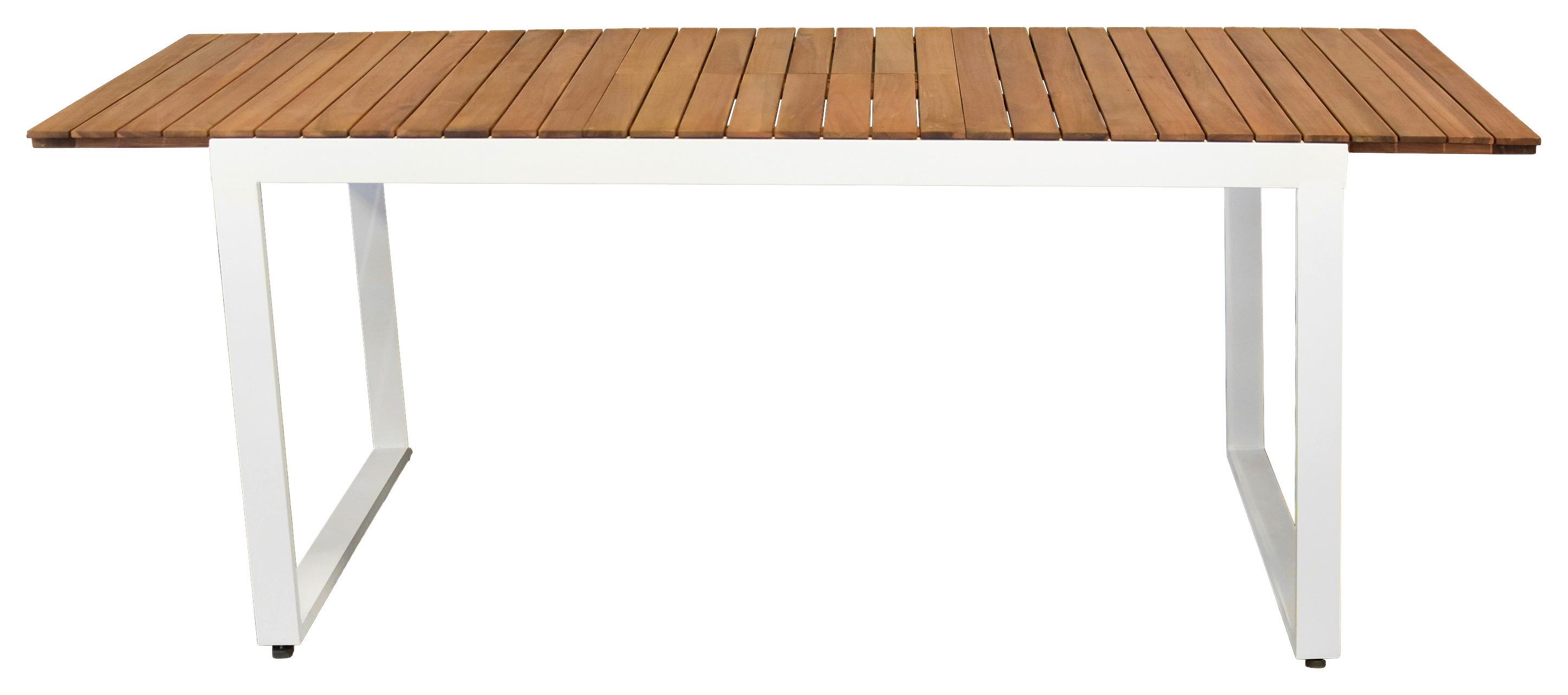 Gartentisch Ausziehbar Naxos Akazienholz/metall L 150-200cm - Weiß/Naturfarben, MODERN, Holz/Metall (150-200/90/74cm) - Gardenson