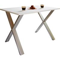Jedálenský stôl XONA, biely, 110/80/76 CM - biela/strieborná, Basics, kompozitné drevo (110/80/76cm) - MID.YOU