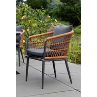 Garten-relaxsessel Rope Terracota Inkl. Auflagen - Dunkelgrau/Anthrazit, Design, Textil/Metall (58/63/78cm)