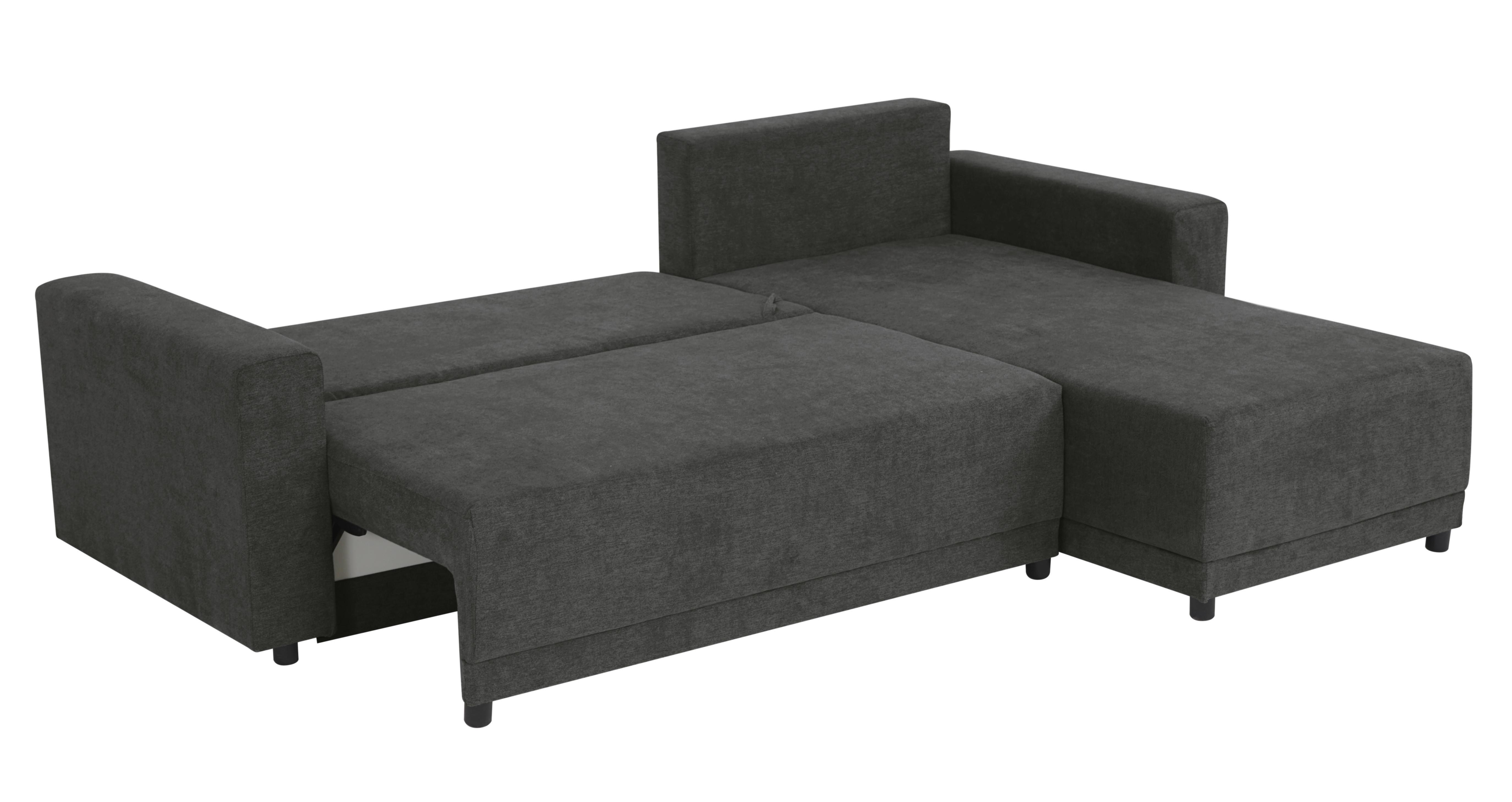 Ecksofa Time Anthrazit S: 178x248 cm - Anthrazit/Schwarz, Design, Textil (178/248cm) - MID.YOU