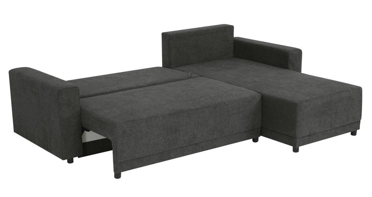 Ecksofa Time Anthrazit S: 178x248 cm - Anthrazit/Schwarz, Design, Textil (178/248cm) - MID.YOU