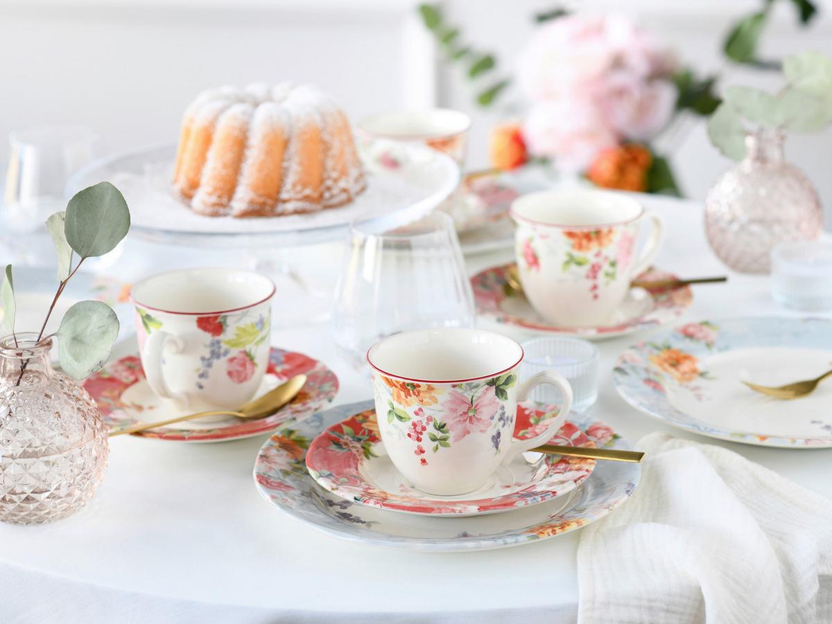 Kaffeeservice Crimson Bunt Steingut, 6 Pers., 18-Teilig - Multicolor, Basics, Keramik - Creatable