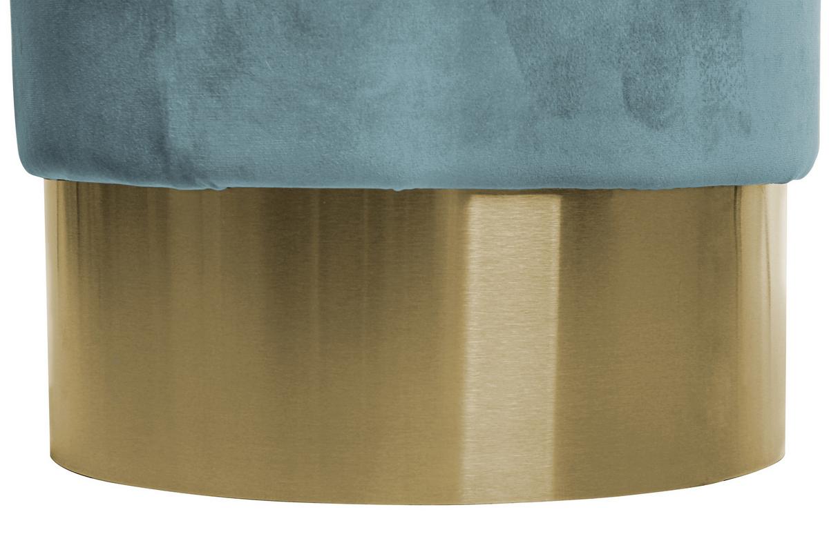 Hocker: Nano Samt Petrol/Goldfarben H: 42 cm - Goldfarben/Petrol, Basics, Holz/Holzwerkstoff (35/42cm) - Kayoom