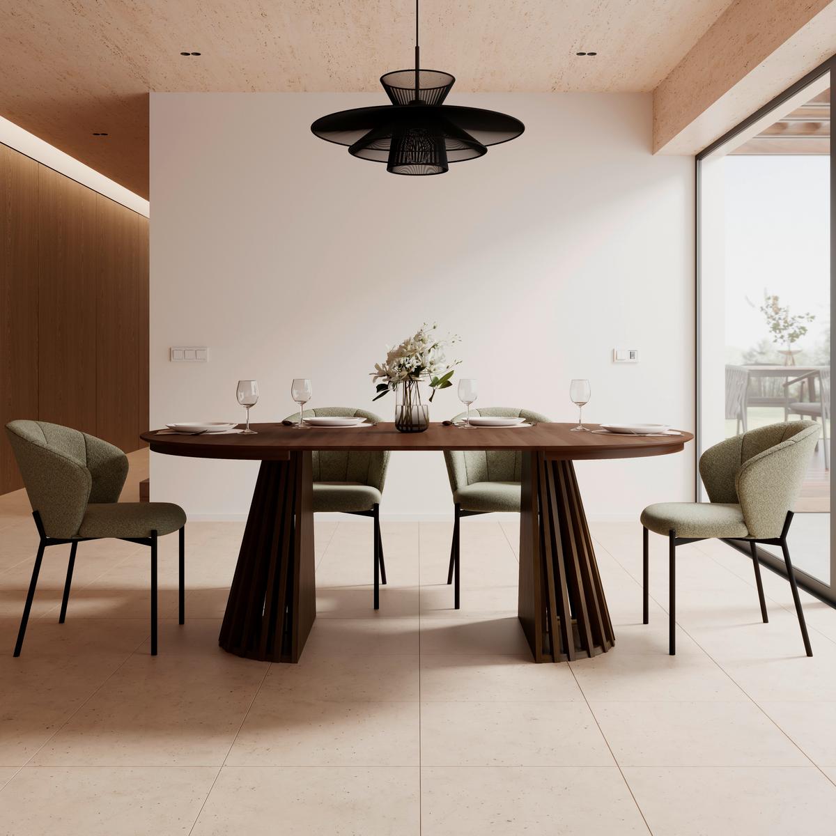 Výsuvný stôl ENNIO 120 - barvy vlašských ořechů, Moderní, kov/dřevo (120-160/75/120cm) - Bessagi Home