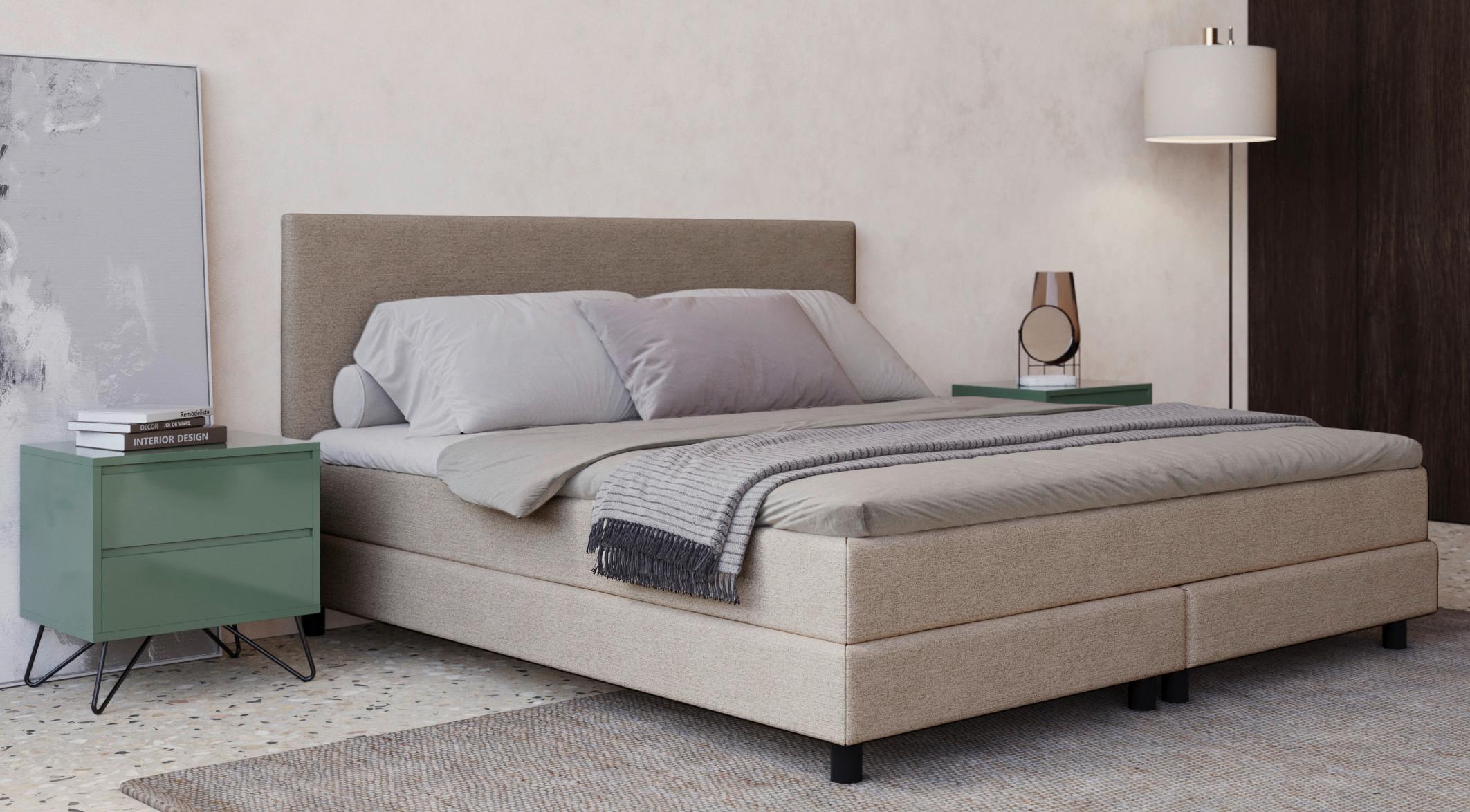 Box-ágy Andorra 160/200cm - bézs, Modern, faalapú anyag/textil (160/200cm) - MID.YOU