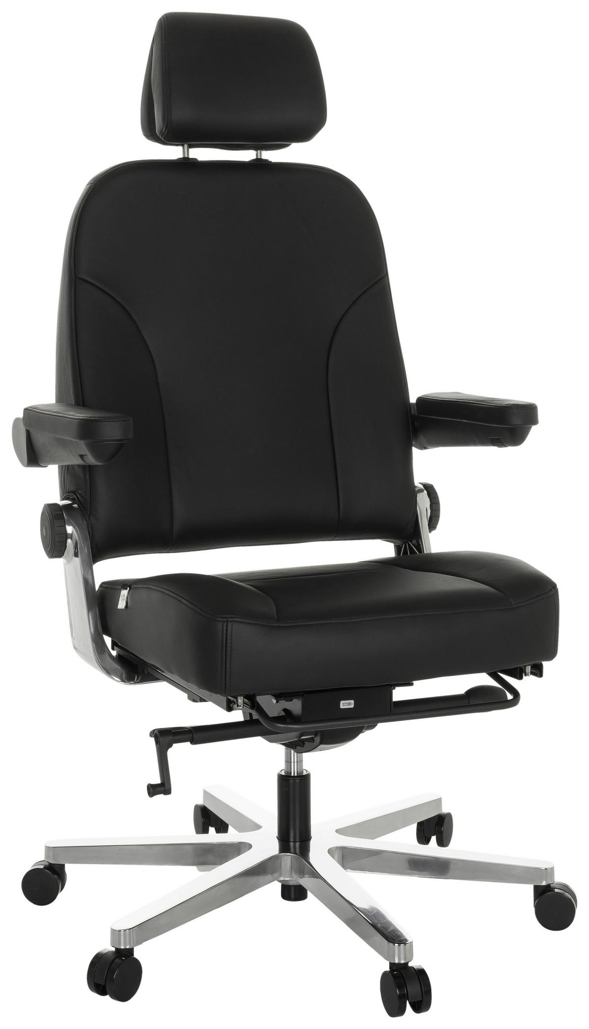 Chefsessel 24 Hours F - Silberfarben/Schwarz, Basics, Leder/Metall (70/123-133/63cm) - MID.YOU