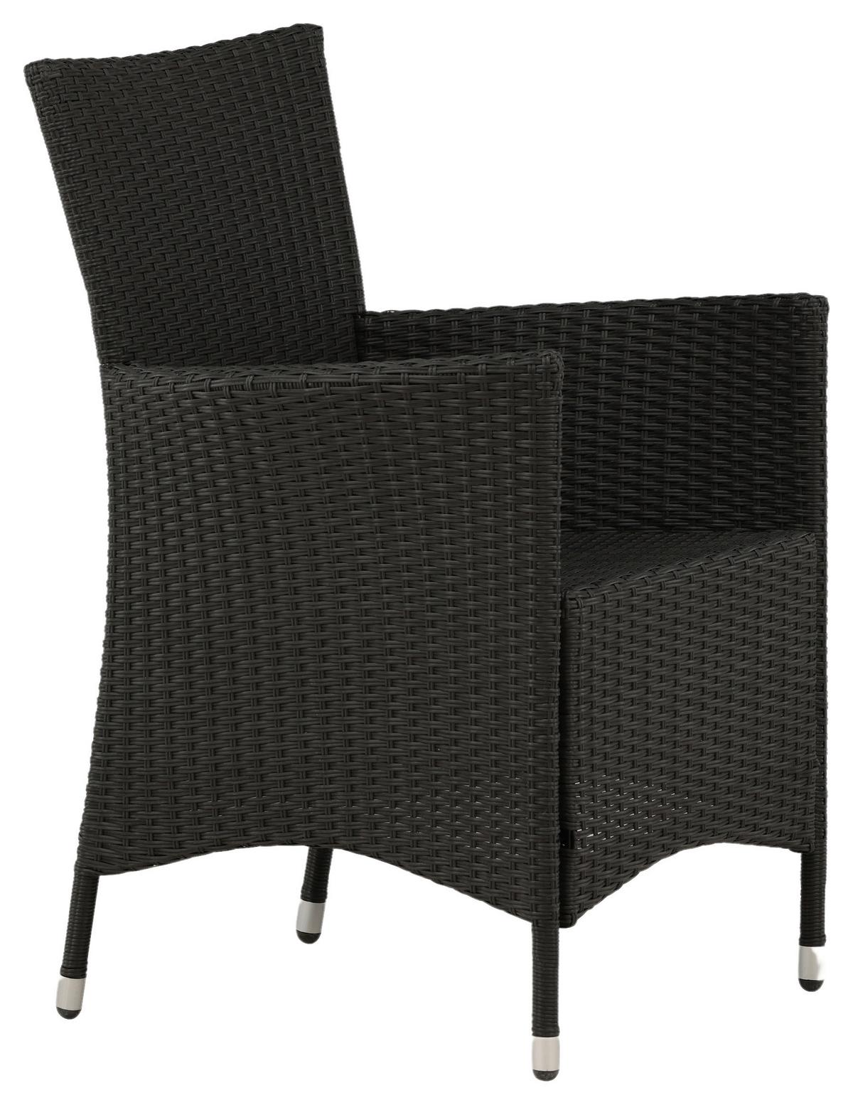 Gartensessel Stapelbar Knick 2er-Set Kunststoff/metall - Silberfarben/Schwarz, KONVENTIONELL, Kunststoff/Metall (60/88/60cm) - Gardenson