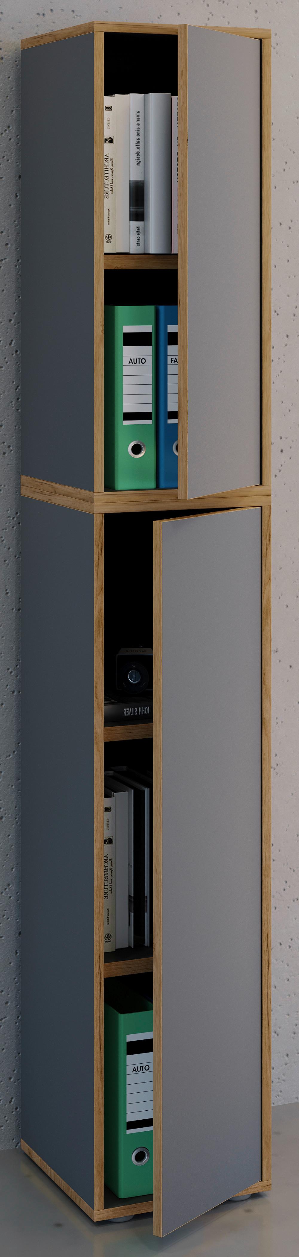 Aktenschrank Salia Anthrazit, Honigeiche B: 30 cm - Honigeiche/Anthrazit, Design, Holzwerkstoff (30/183/33cm) - MID.YOU