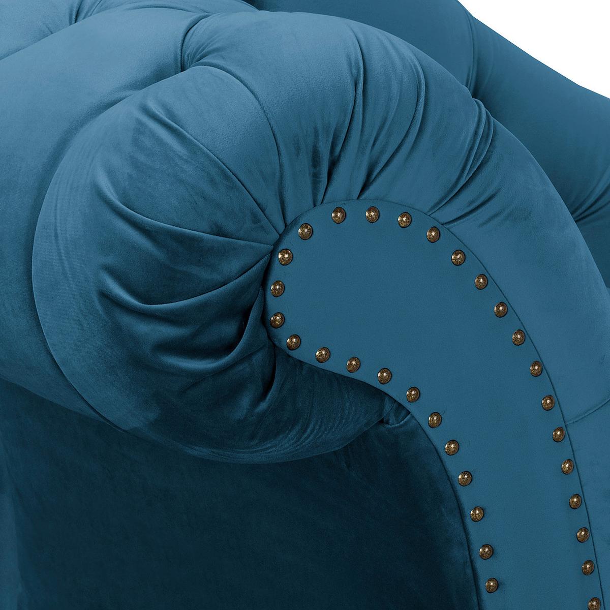 Récamiere Pako Dunkelblau B: 185cm - Braun/Dunkelblau, Design, Textil (185/93/75cm) - Livetastic