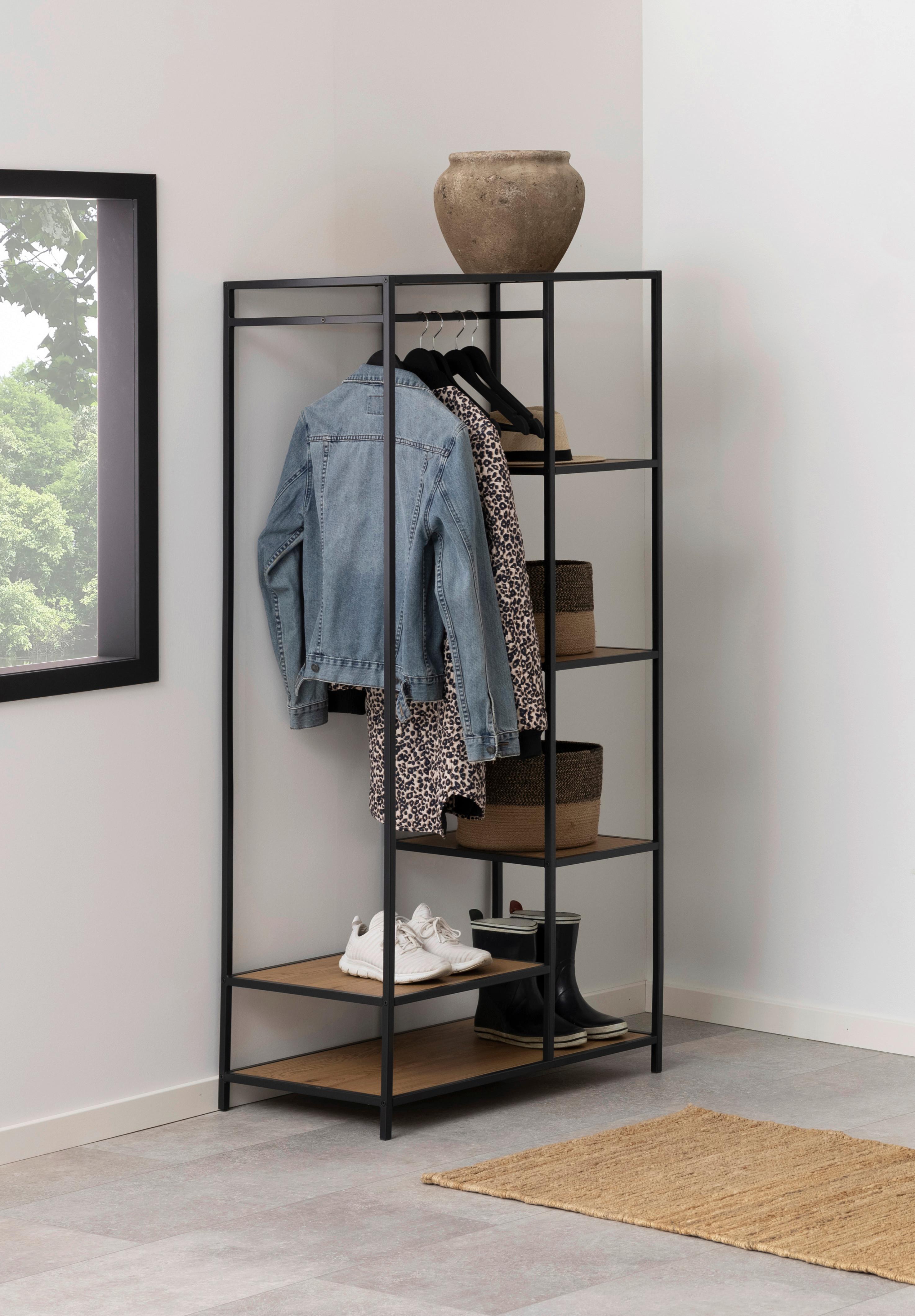 Wandgarderobe aus Metall und Holzdekor kaufen