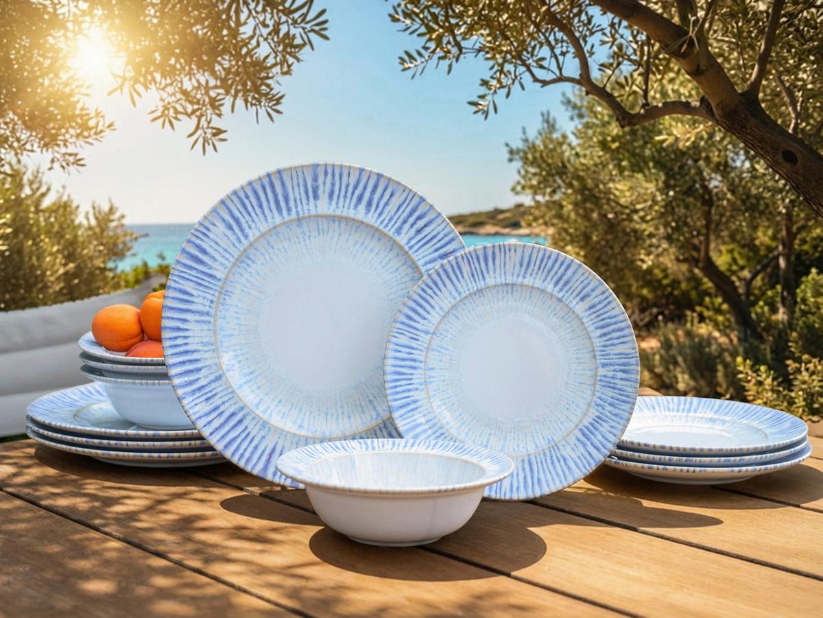 TAFELSERVICE Summertime Weiß Hellblau - Weiß/Hellblau, Design, Keramik - Creatable