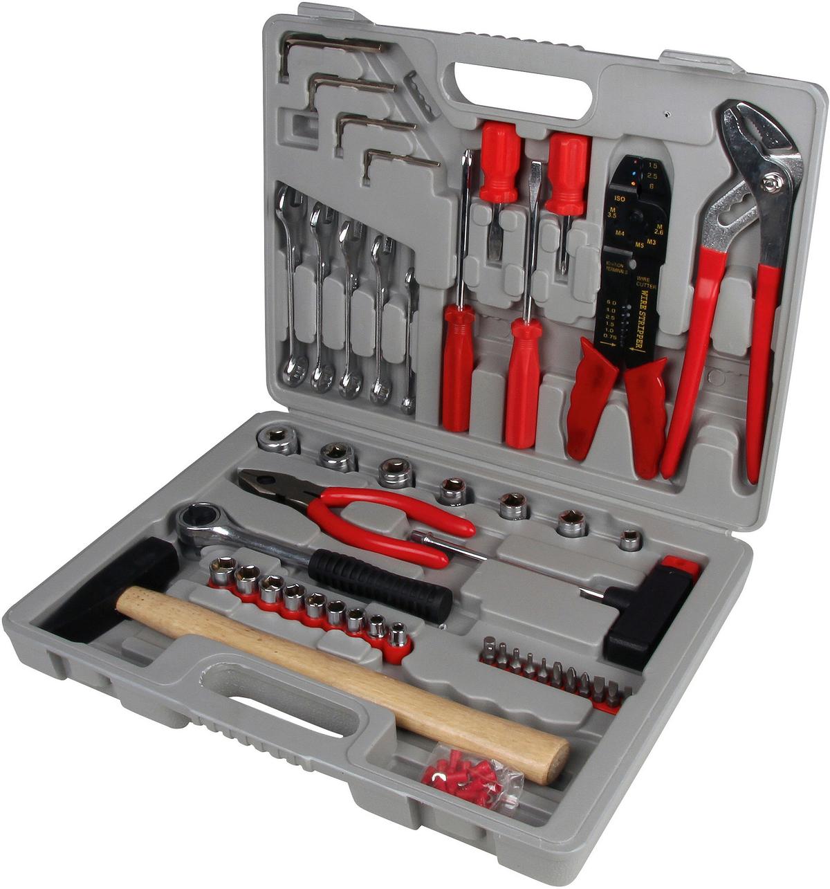 Werkzeugset Hugo 100-Tlg. Im Koffer, Grau/Schwarz - Rot/Schwarz, Basics, Holz/Kunststoff (39,2/27,8/8,7cm) - Homezone