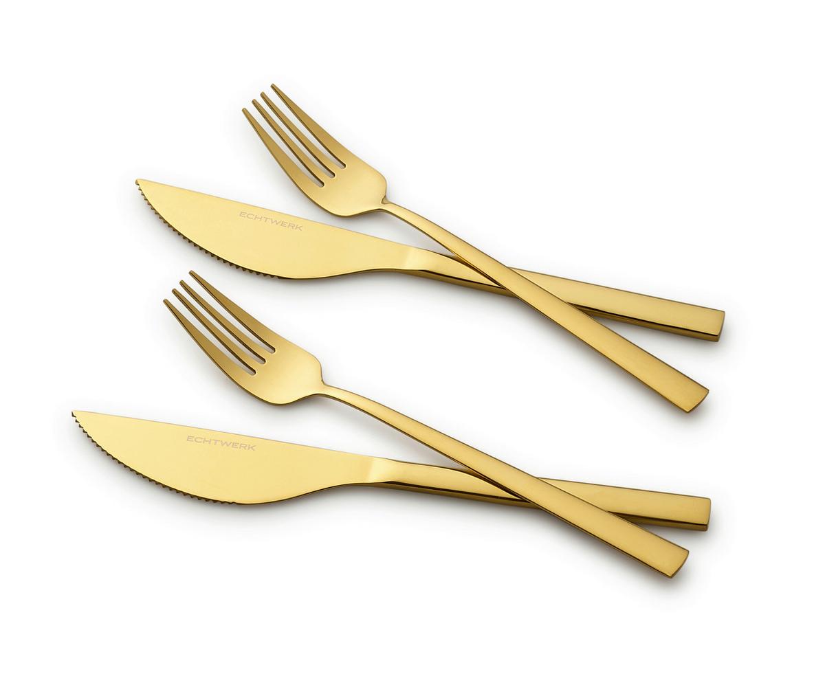 Pizzabesteck 4-Teilig Edelstahl für 2 Personen - Goldfarben, Basics, Metall (23cm) - Echtwerk