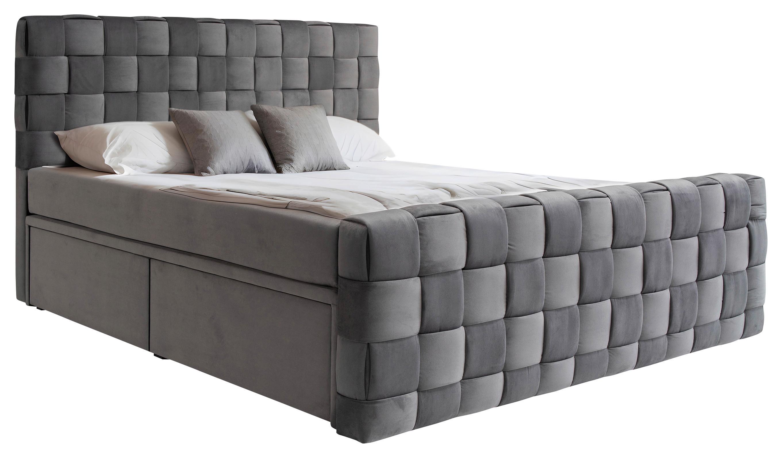 Boxbett Zante Graphitfarben, Lf: 180x200 cm - Graphitfarben, MODERN, Textil (180/200cm) - Livetastic