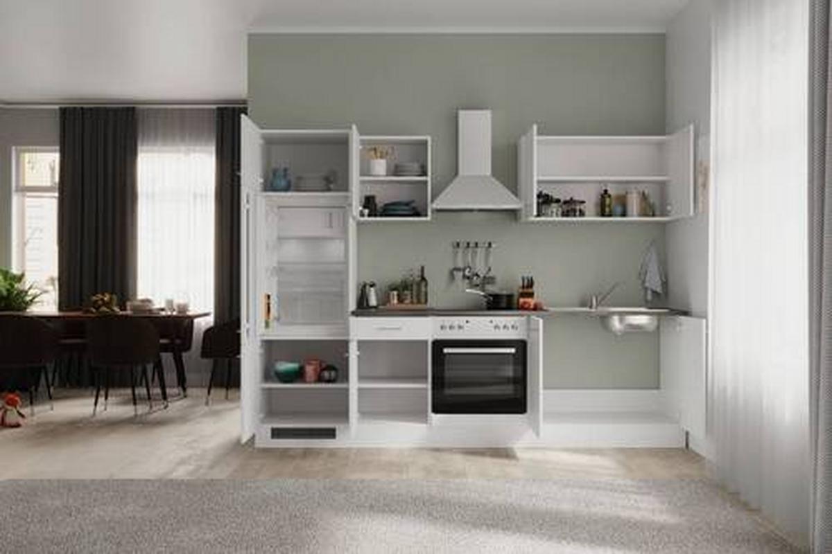 Küchenblock Lucca Weiß/graubraun B: 270 Cm - Graubraun/Weiß, MODERN, Holzwerkstoff (270cm) - FlexWell