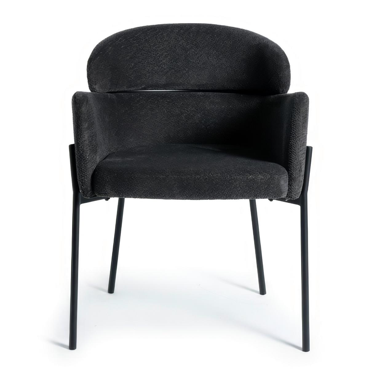 Židle s područkami Chloe, černé, čalouněné - černá, Moderní, kov/textil (62/79/59,5cm) - Bessagi Home