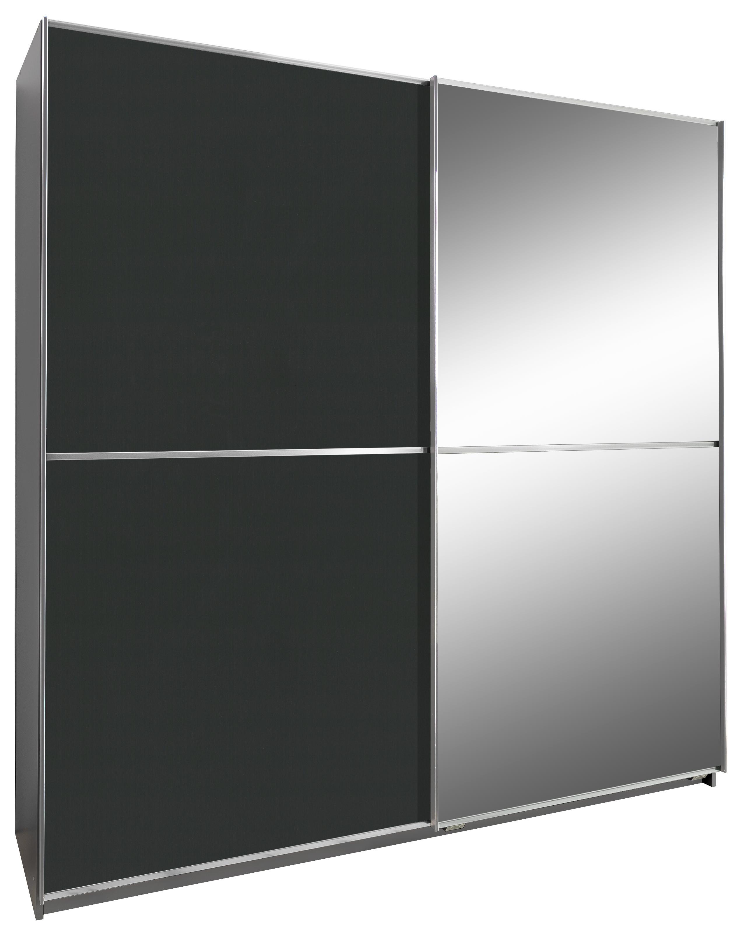 Schwebetürenschrank Baden B: ca. 135 cm - Alufarben/Graphitfarben, Design, Glas/Holzwerkstoff (135/198/64cm) - Xora