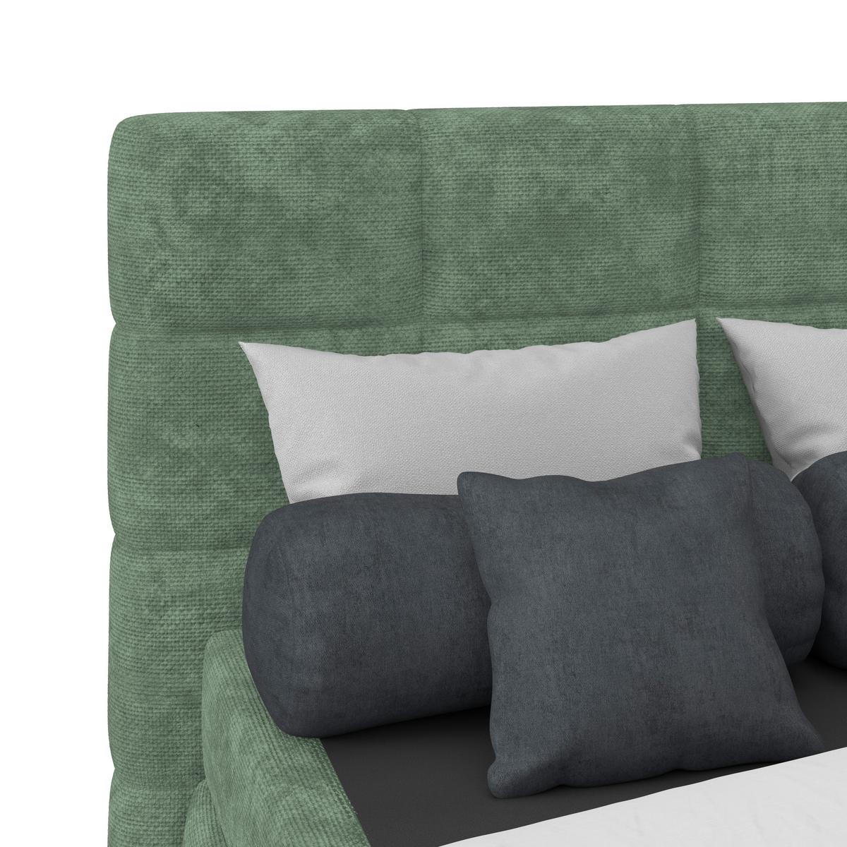 Čalúnená posteľ VEGA 140x200 cm, mätovozelená - čierna/zelená, Trend, drevo/textil (140/200cm)