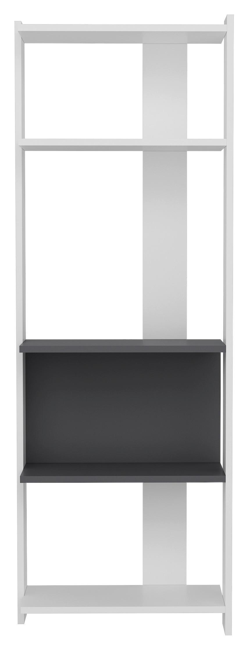 REGÁL ABIS - biela/antracitová, Design, kompozitné drevo (58,6/165/26,8cm) - MID.YOU