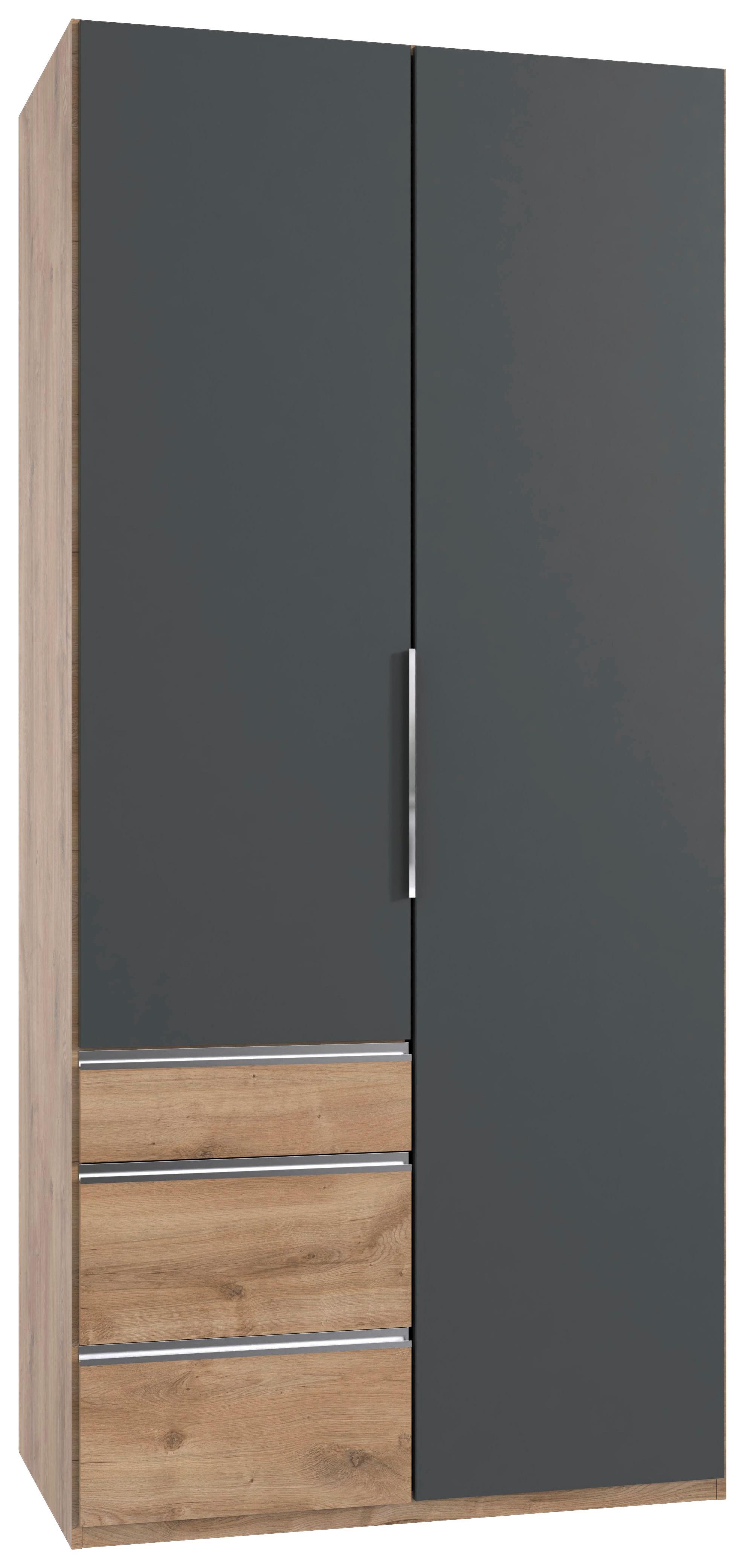Drehtürenschrank Level 36  A graphit/Plankeneiche, B: 100cm - Plankeneiche/Graphitfarben, MODERN, Holzwerkstoff (100/236/58cm) - MID.YOU