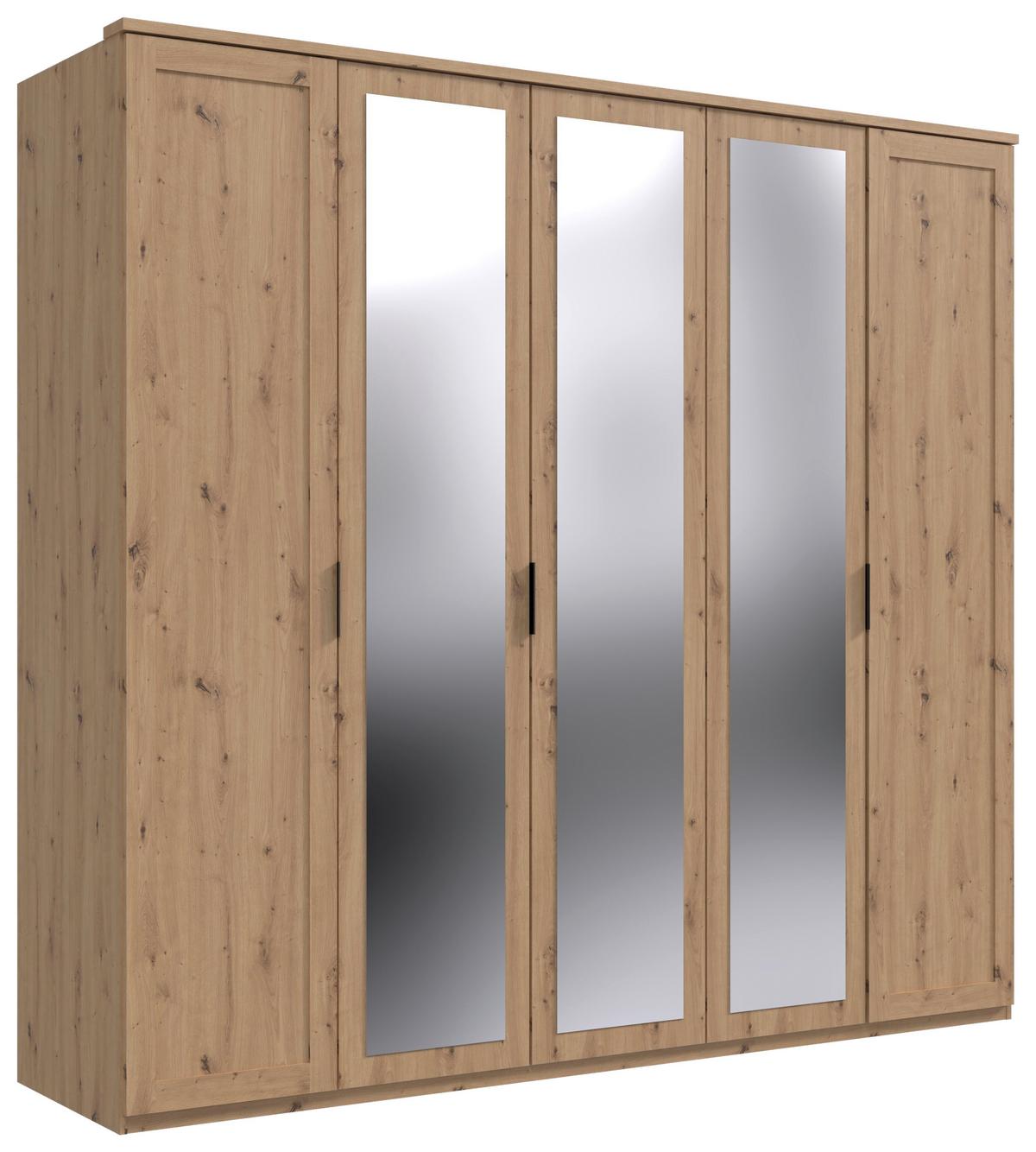 Drehtürenschrank Nadja Eiche Dekor B: 225 cm - Eiche Artisan, KONVENTIONELL, Glas/Holzwerkstoff (225/210/58cm) - MID.YOU