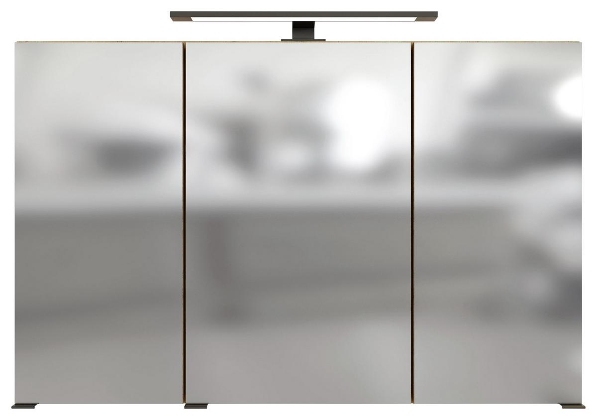 Spiegelschrank Manchester Led 3 Türen 100x64x20 cm - Eichefarben, MODERN, Glas/Holzwerkstoff (100/64/20cm) - Held