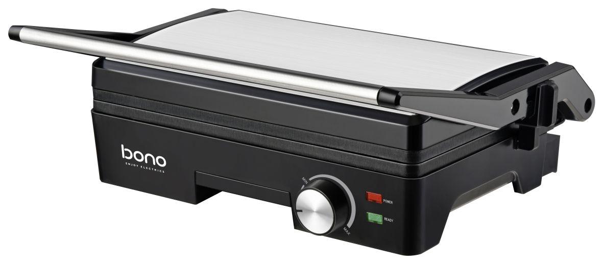 Kontaktgrill Marko Mit Herausnehmbarer Auffangschale - Edelstahlfarben, KONVENTIONELL, Metall (32,7/26,7/12,7cm) - Bono