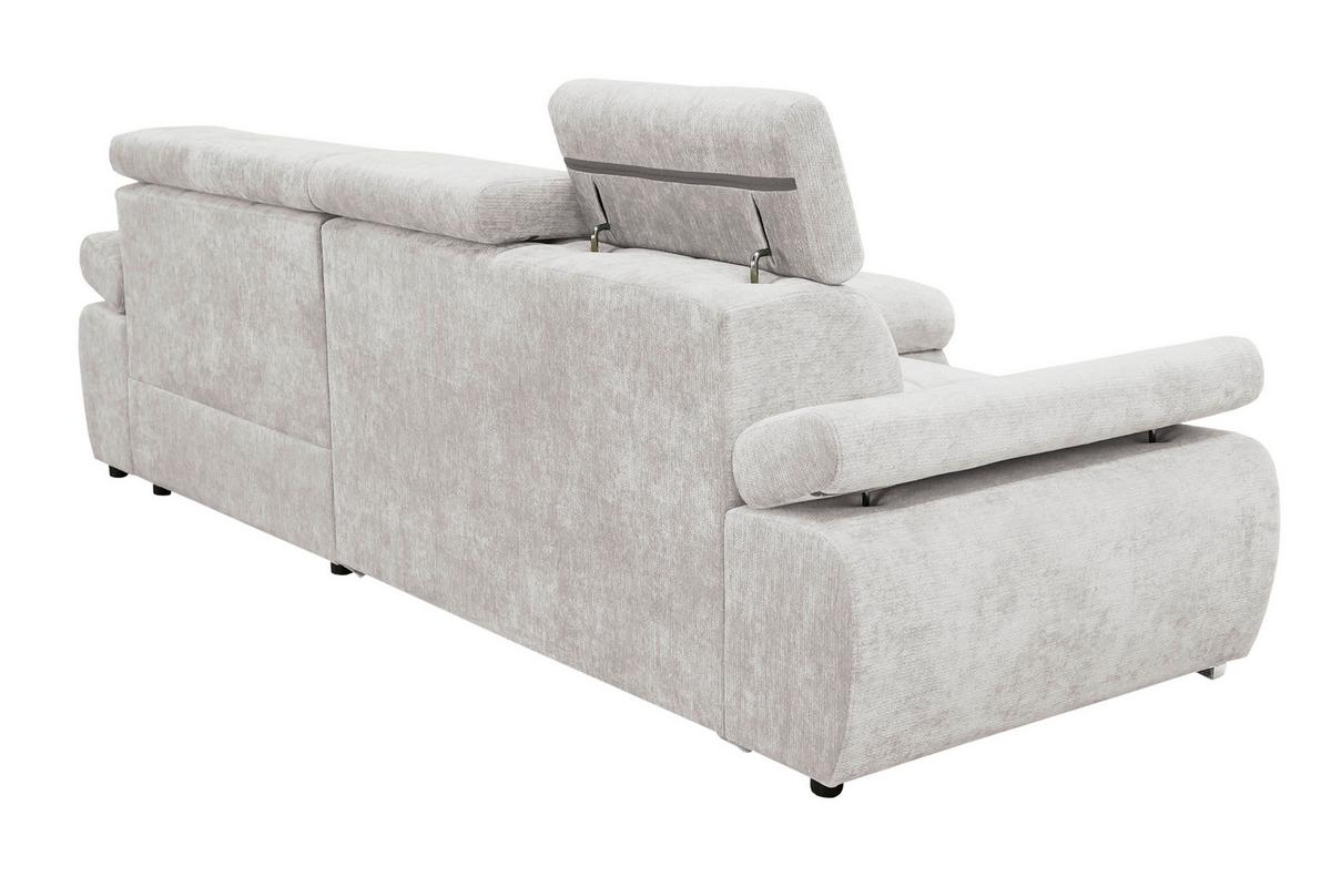Rohová sedačka VEGAS, pravá, svetlosivá ženilka - svetlosivá/strieborná, Design, drevo/textil (294/173cm)