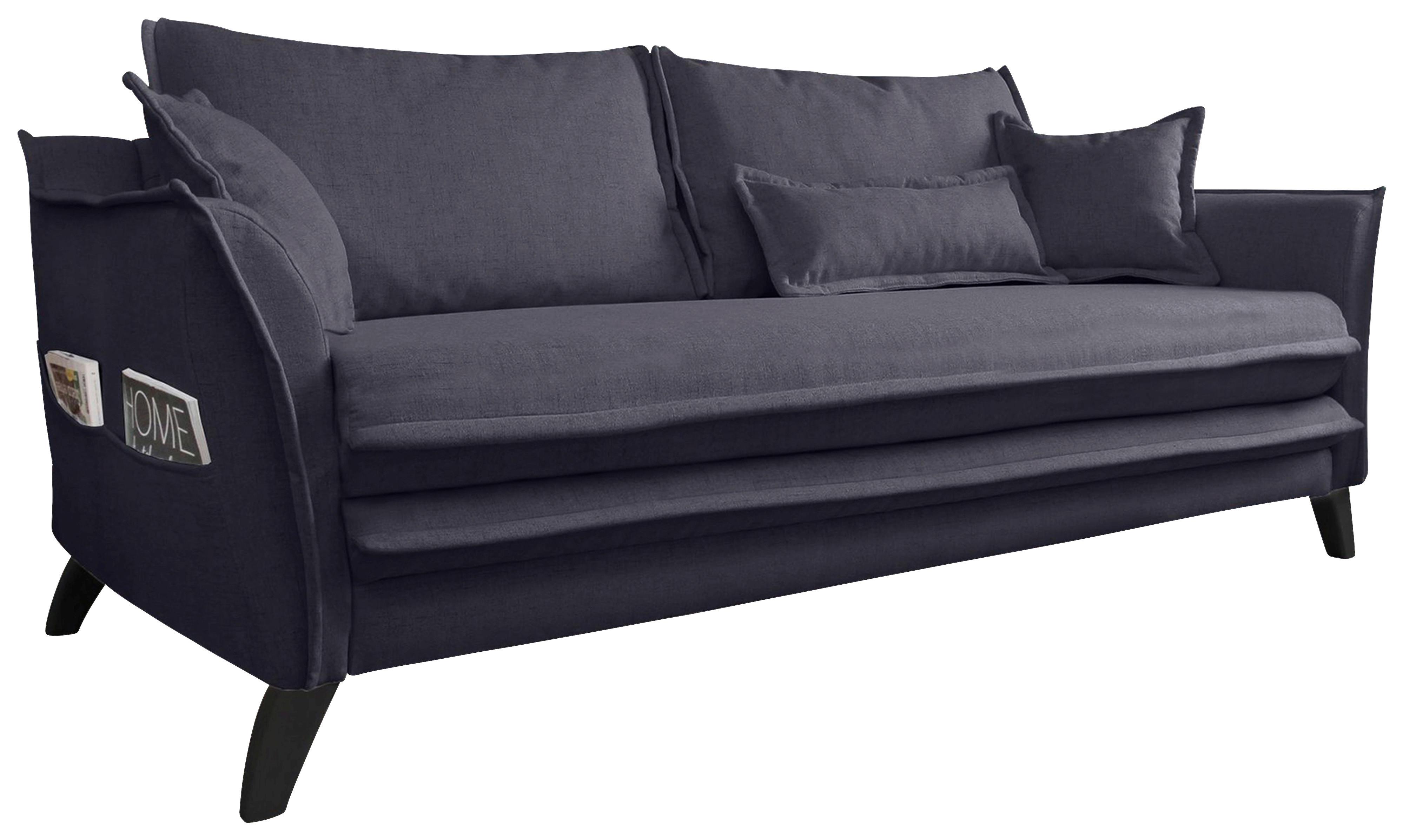 Dreisitzer-Sofa mit Kissen Charming Charlie, Webstoff - Anthrazit/Schwarz, Basics, Textil (180/85/90cm) - MID.YOU
