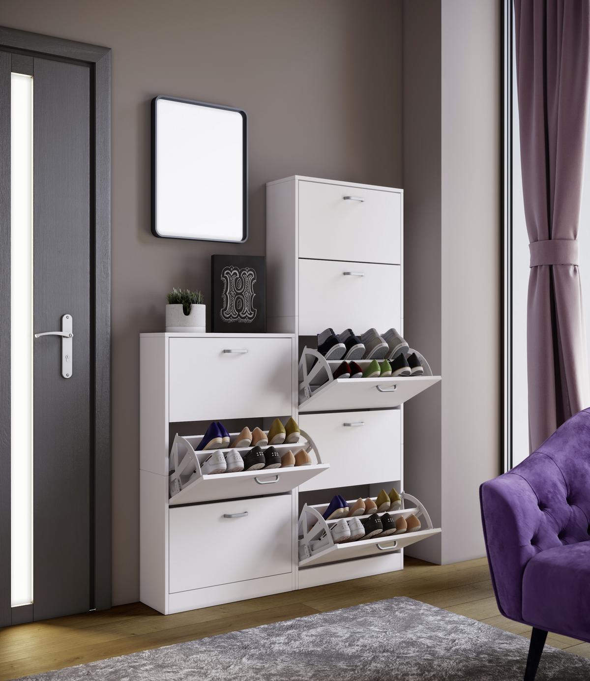 Botník Sipos XL š: 59 cm bílý - bílá/barvy nerez oceli, Konvenční, kompozitní dřevo/plast (59/170/22cm) - MID.YOU