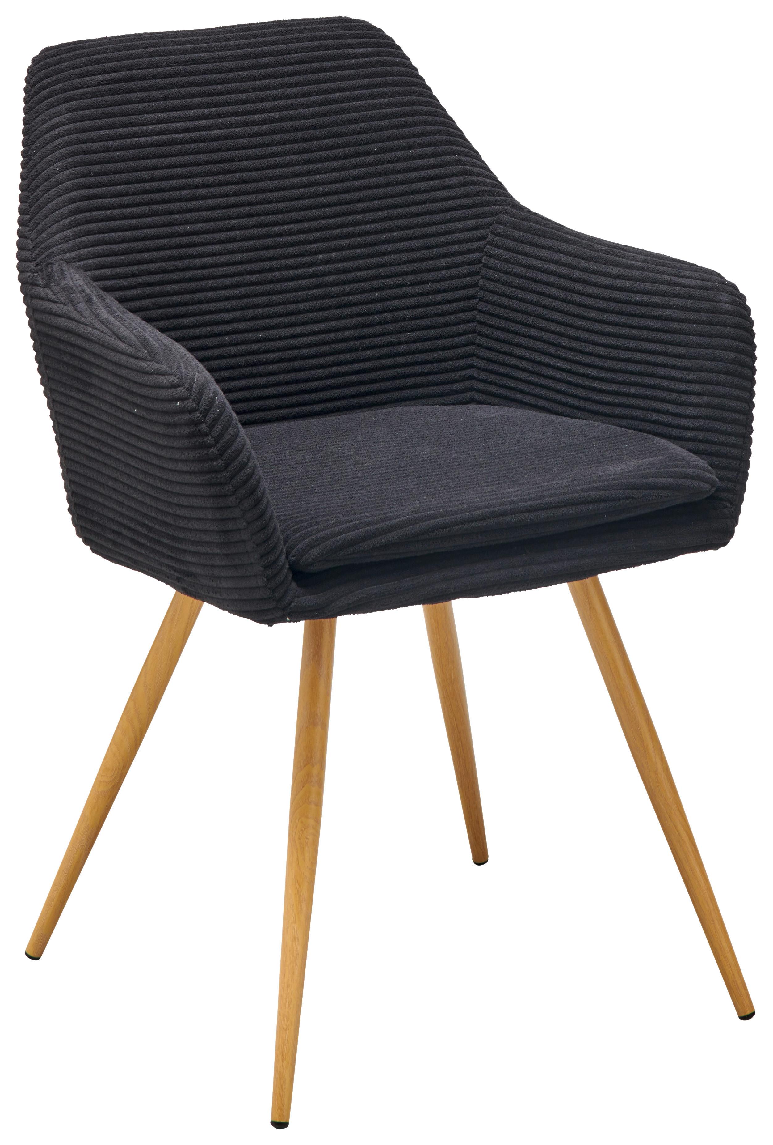 Armlehnstuhl Cardiff - Schwarz/Naturfarben, LIFESTYLE, Textil/Metall (57/83/62cm) - MID.YOU