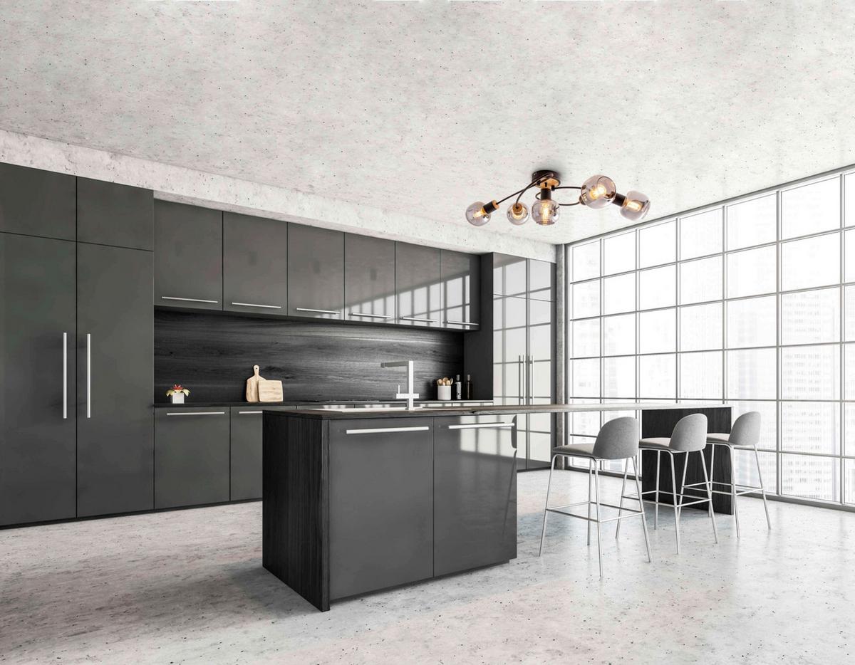 Deckenleuchte Fumoso - Schwarz/Naturfarben, Design, Glas/Metall (18,5cm) - Näve